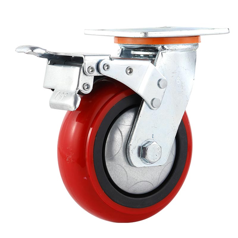 Heavy Duty Casters Maroon PU Round Tread