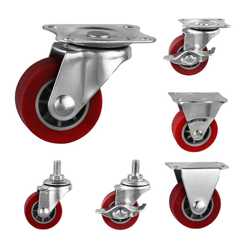 Lichte duty casters kastanjebruine pu wheels