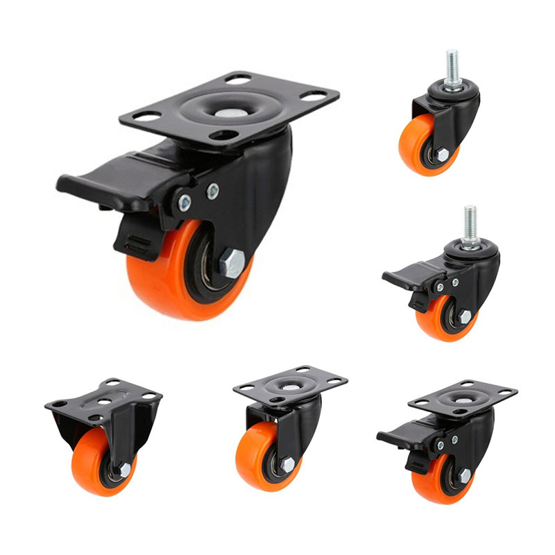 Lichte duty casters oranje pu wielen