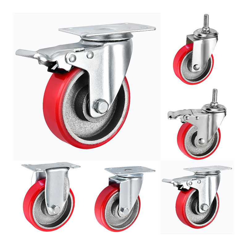Medium Duty Casters PU op gietijzeren kern