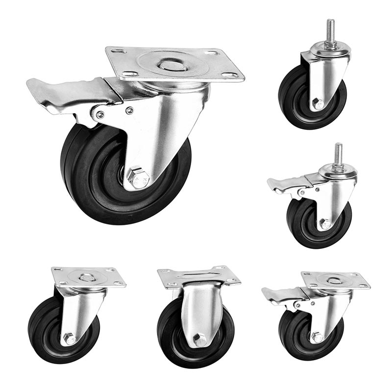 Middelzware rubberen antistatische zwenkwielen 4 inch