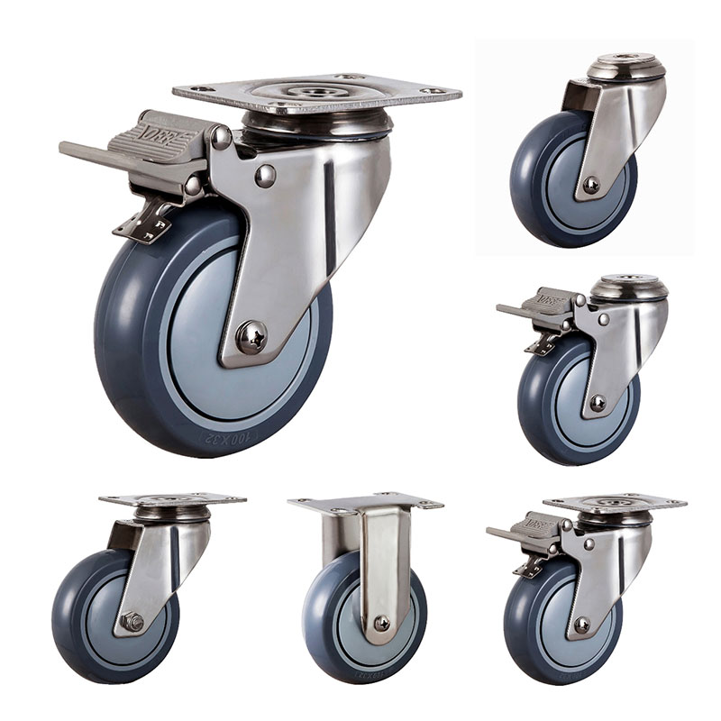 Sus304 Medium Duty Medical Casters Pu