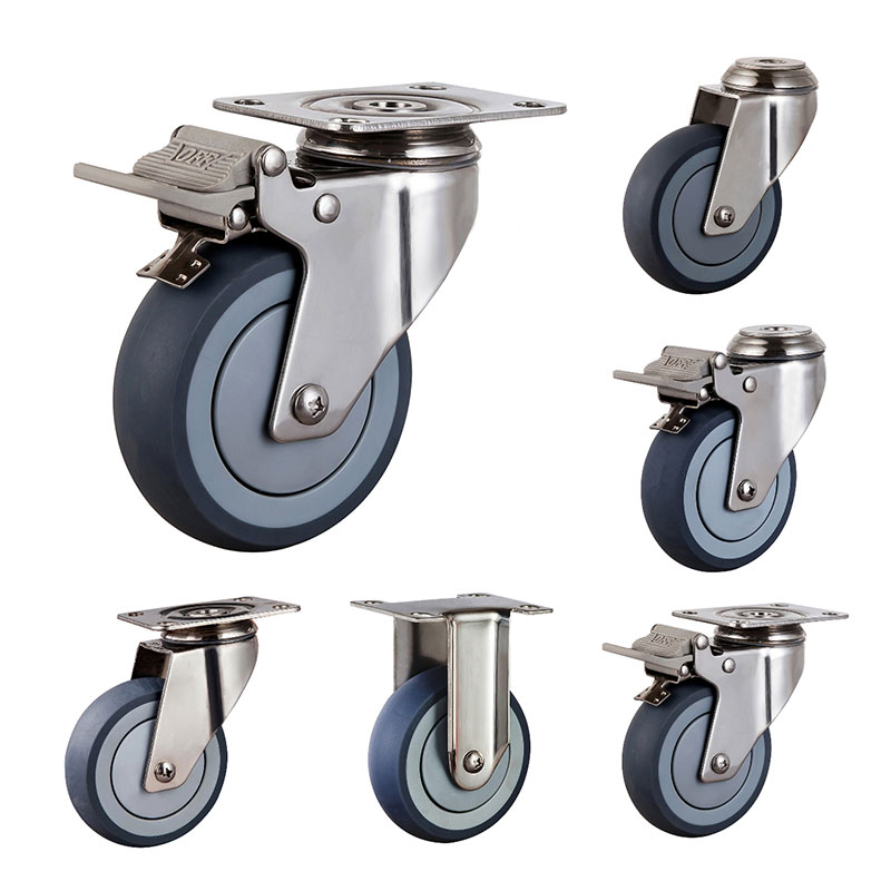 Sus304 Medium Duty Medical Casters TPR
